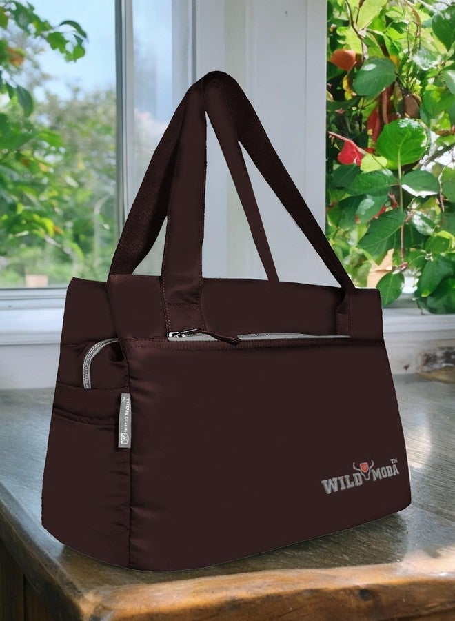 WILD MODA Women Womania Shoulder And Classic Tote Bag For Ladies (Brown) - Image 2